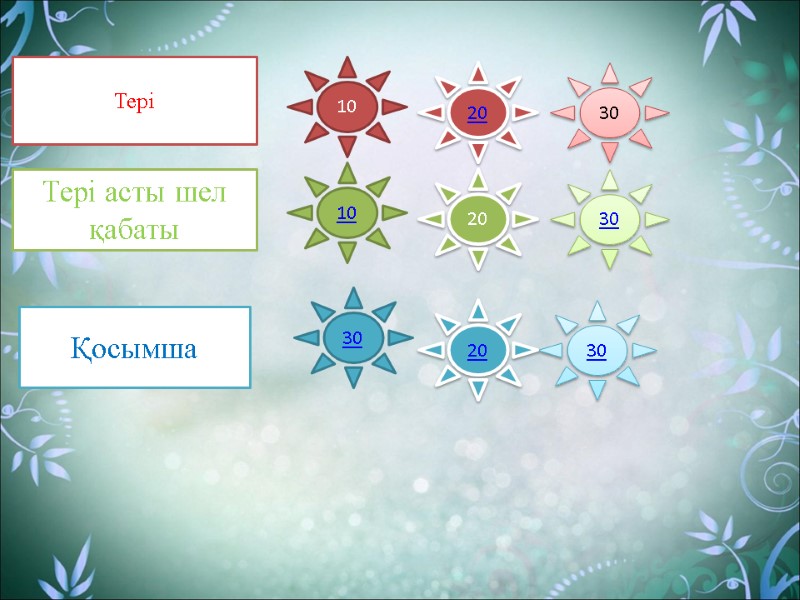 Тері Тері асты шел қабаты Қосымша 20 30 20 30 10   